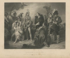 Original Antique Engraving of Spaniards & Peruvians after H.P. Briggs, c.1827