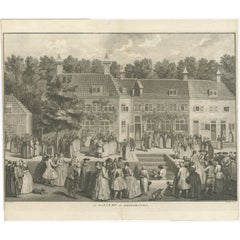 Original Antique Engraving of the Baptism of Christians in The Netherlands, 17