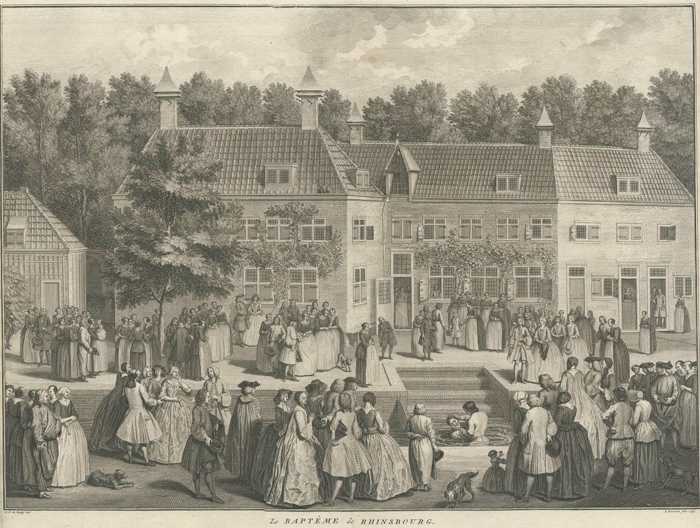 Paper Original Antique Engraving of the Baptism of Christians in The Netherlands, 17 For Sale
