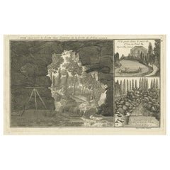 Original Antike Gravur der Höhle von Saint-Leu in Frankreich, um 1785