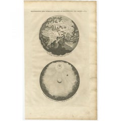 Gravure ancienne originale de la création du monde d'après Mozes, 1725