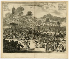 Antike antike Gravur der Wandmalerei des Kaiserschmucks von Kaiser Cubo in Kyoto, Japan, 1669