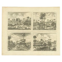 Original Antique Engravings of Various Churches on Ceylon 'Sri Lanka', 1732