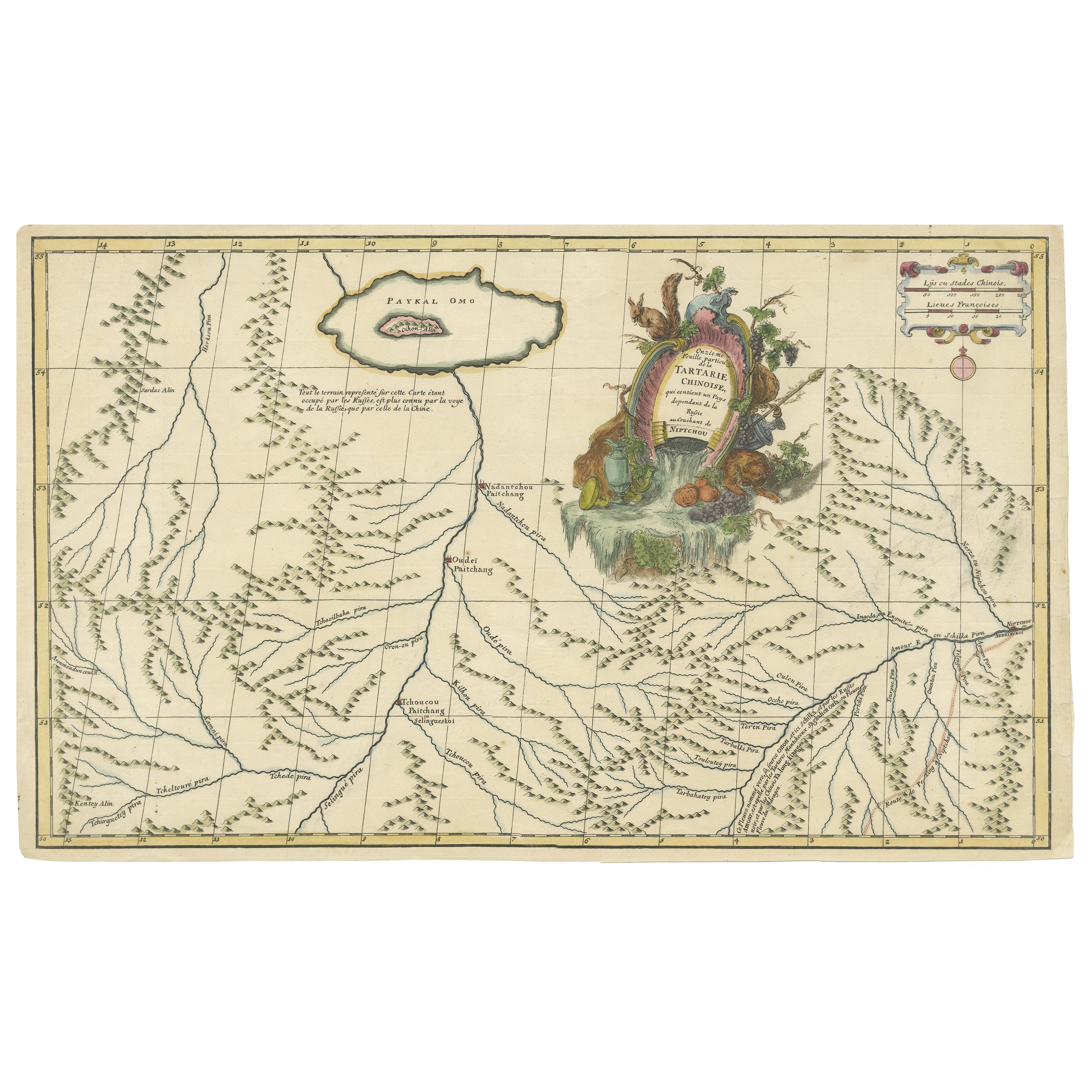 Grabado original antiguo de la Tartaria china en el siglo XVIII, 1737 en venta