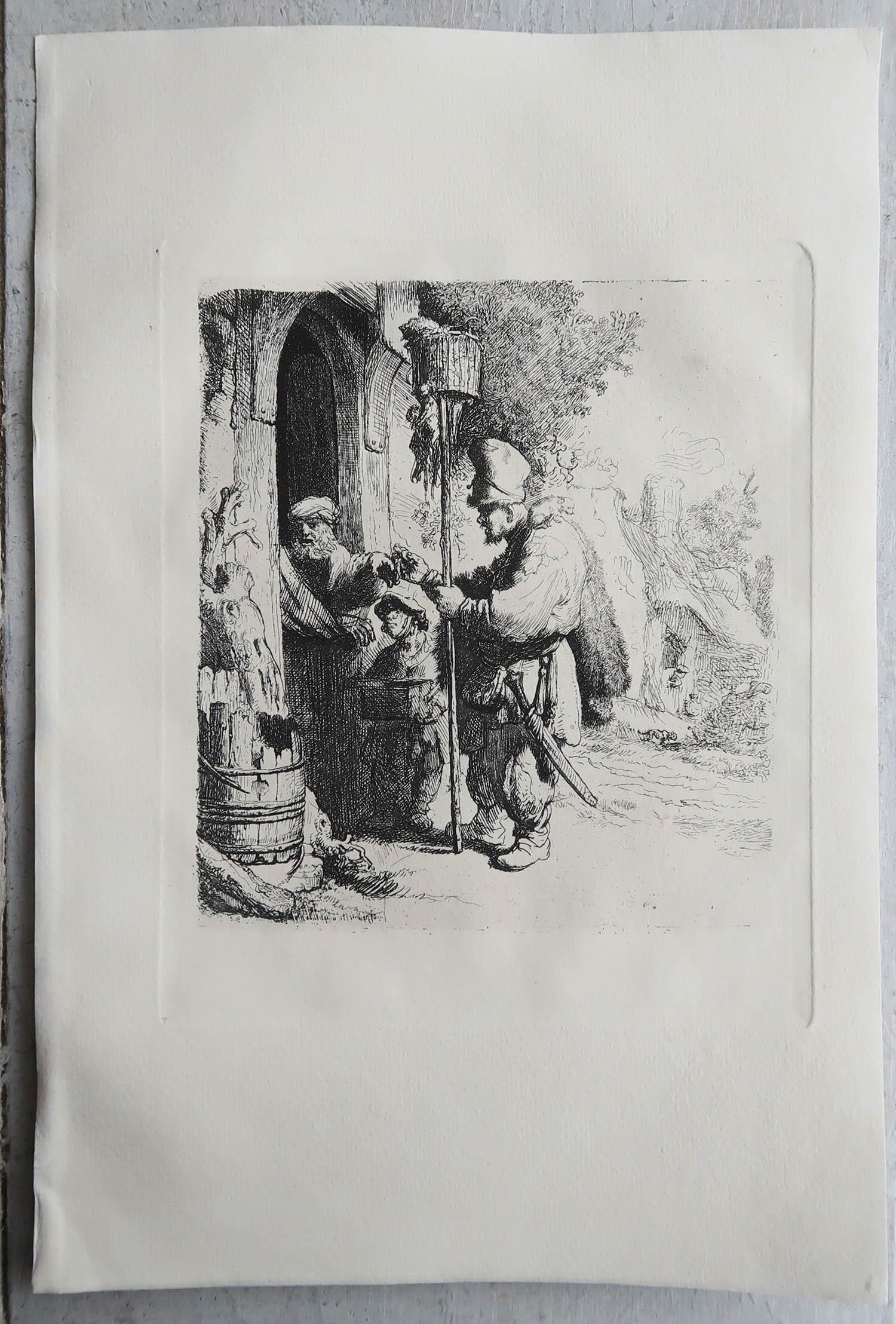 Renaissance Original Antique Etching By A.Durand After Rembrandt. C.1900 For Sale