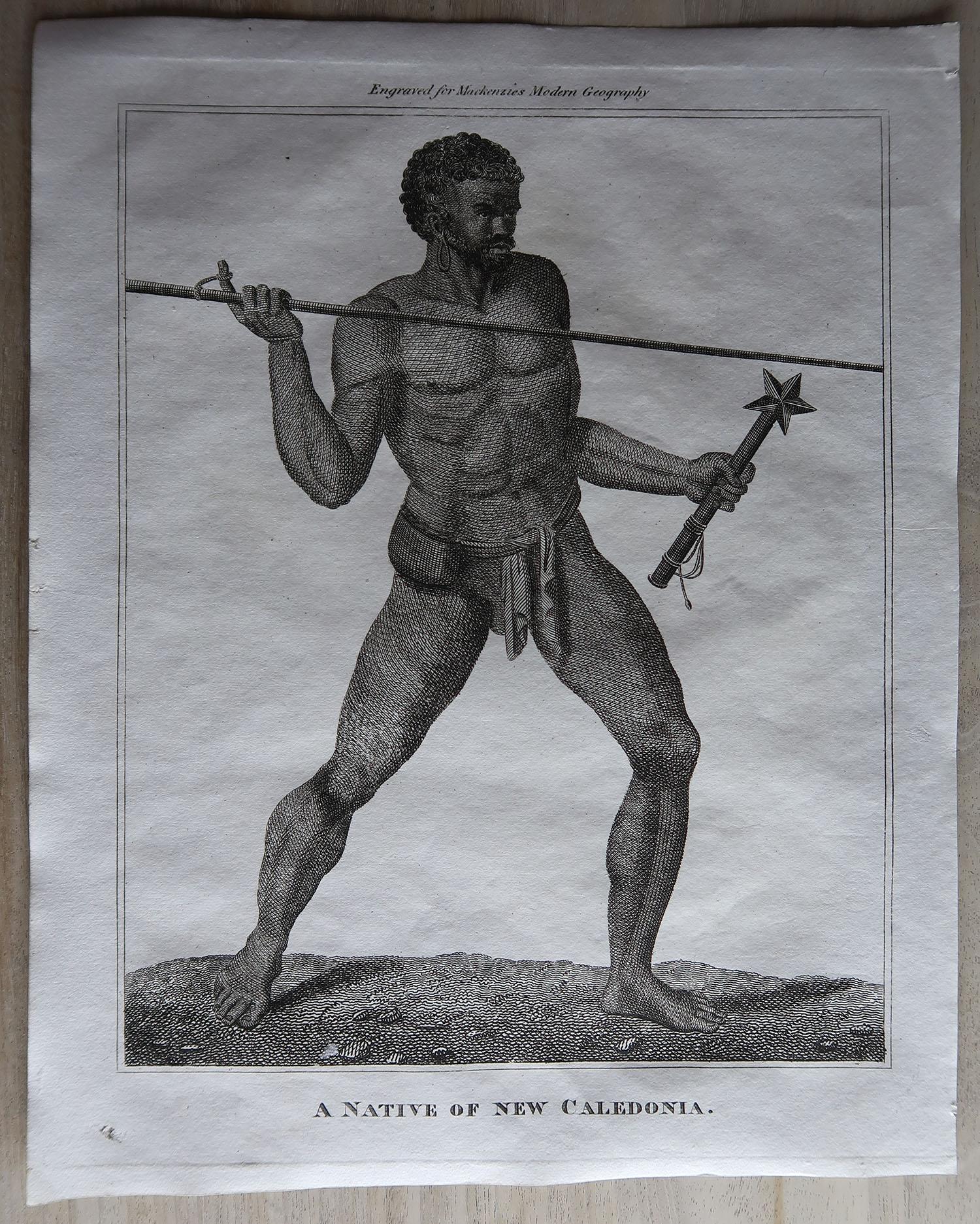 Artisanat Impression ethnographique originale ancienne originale, guerrier caucasien nouveau, 1817 en vente