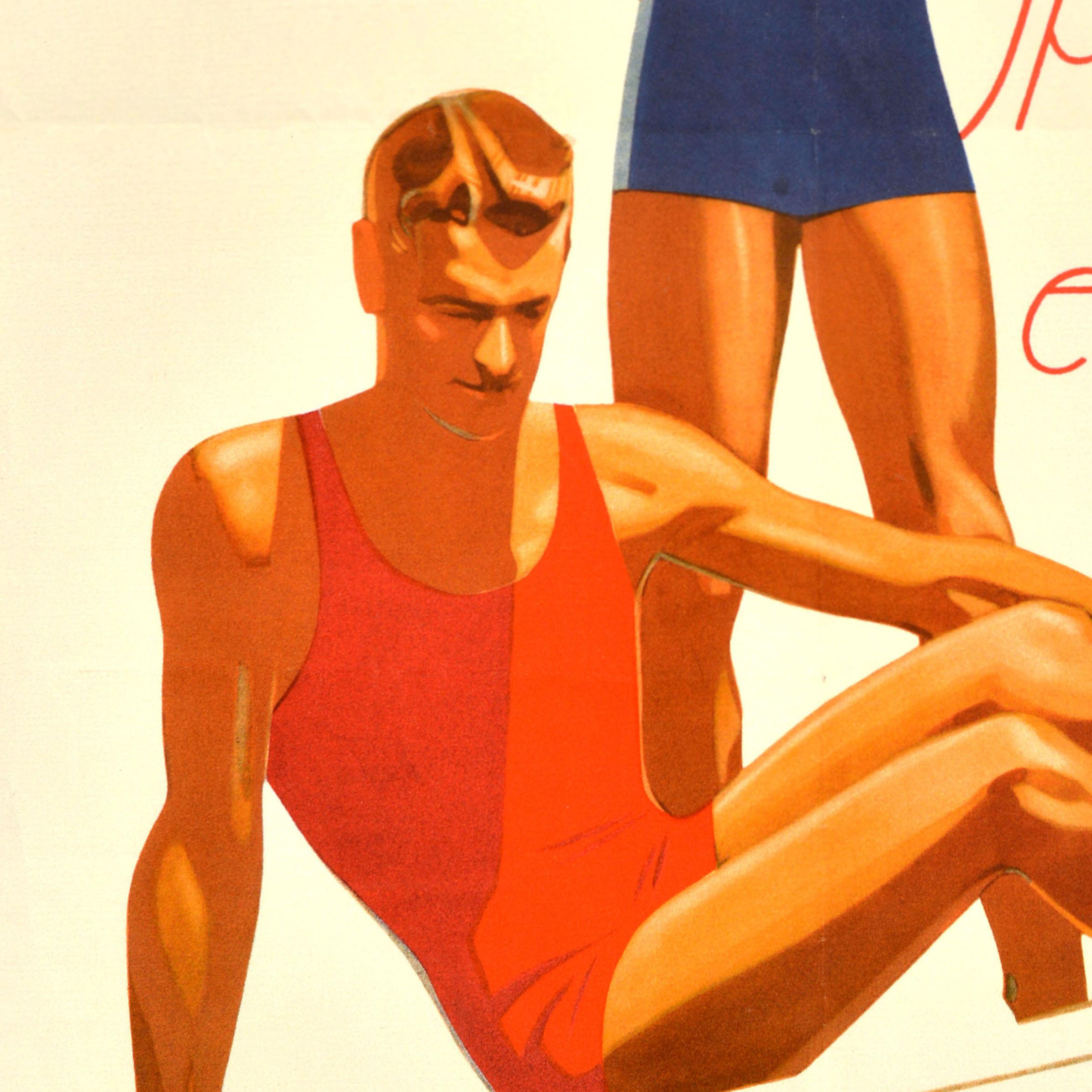 Poster pubblicitario di moda originale e antico, costumi da bagno da uomo eleganti e sportivi In condizioni buone in vendita a London, GB