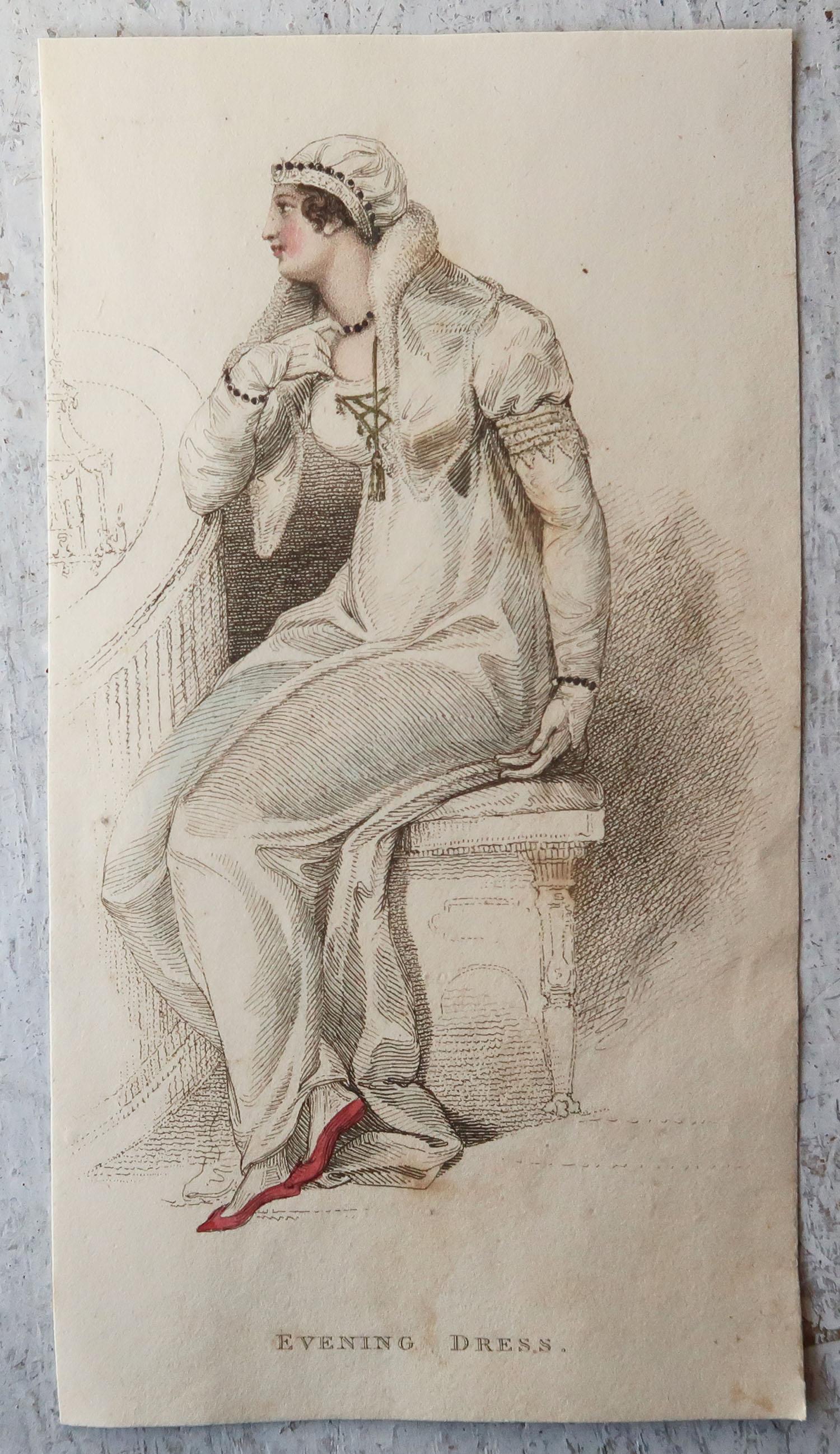 Regency Original Antique Fashion Print. C.1810 For Sale