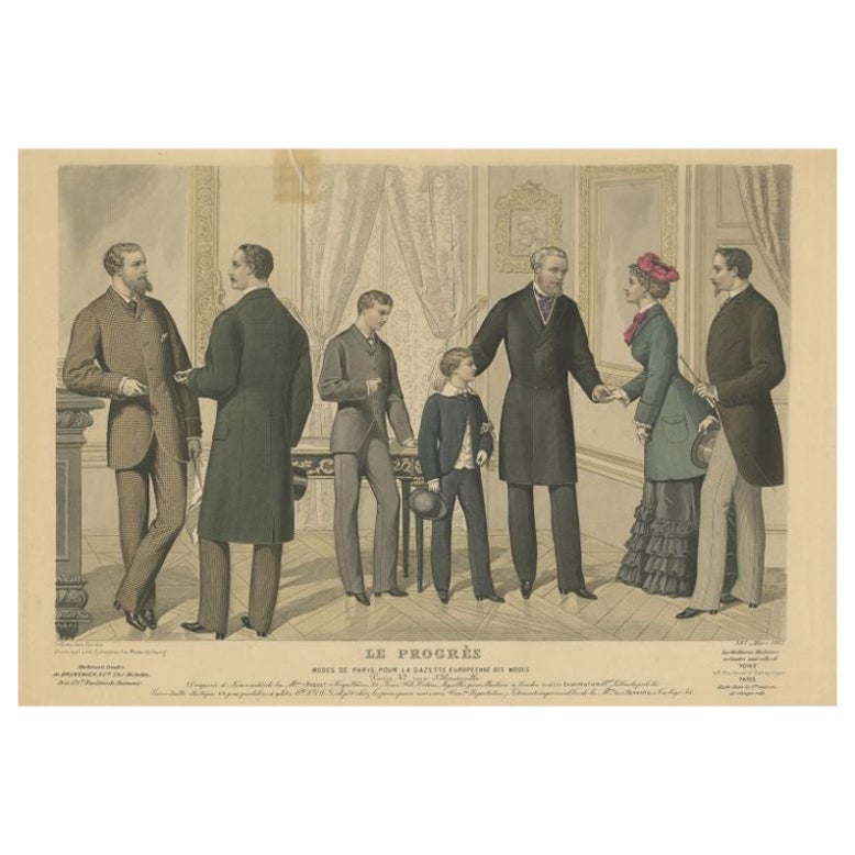 Originaler antiker Modedruck, veröffentlicht in  März, 1882