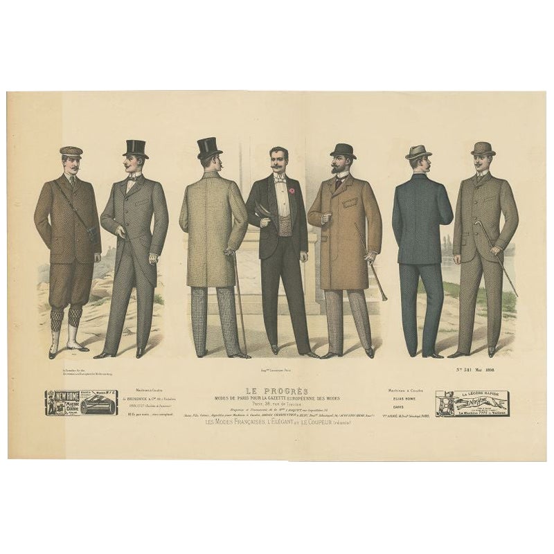 Original Antiker Modedruck, veröffentlicht im Mai 1898, Original