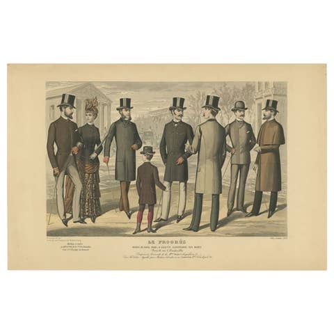 Antique Fashion Print from Le Progrès, October 1886, Good Condition