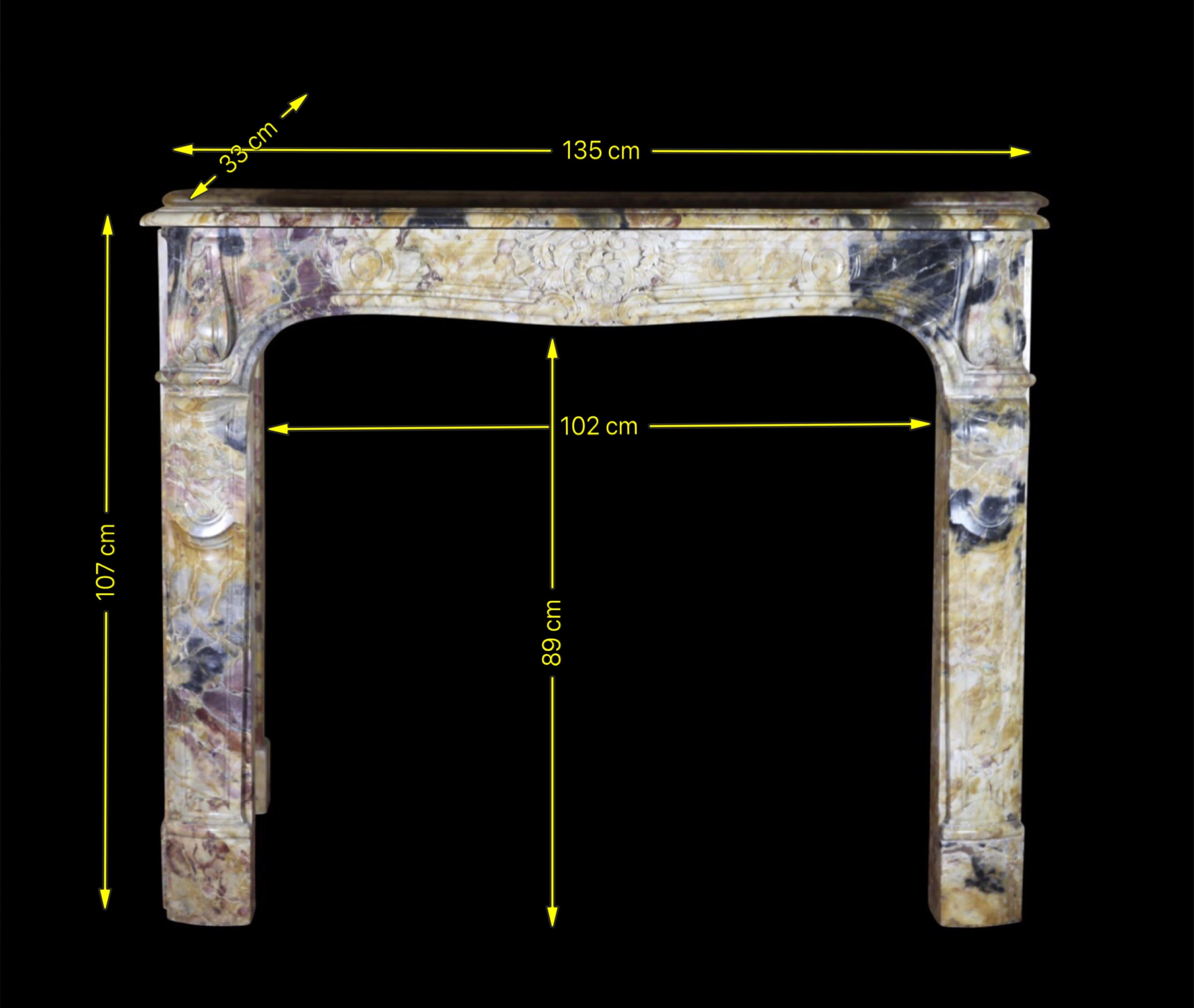 Original Antique Fireplace Mantel in Marble For Sale 3