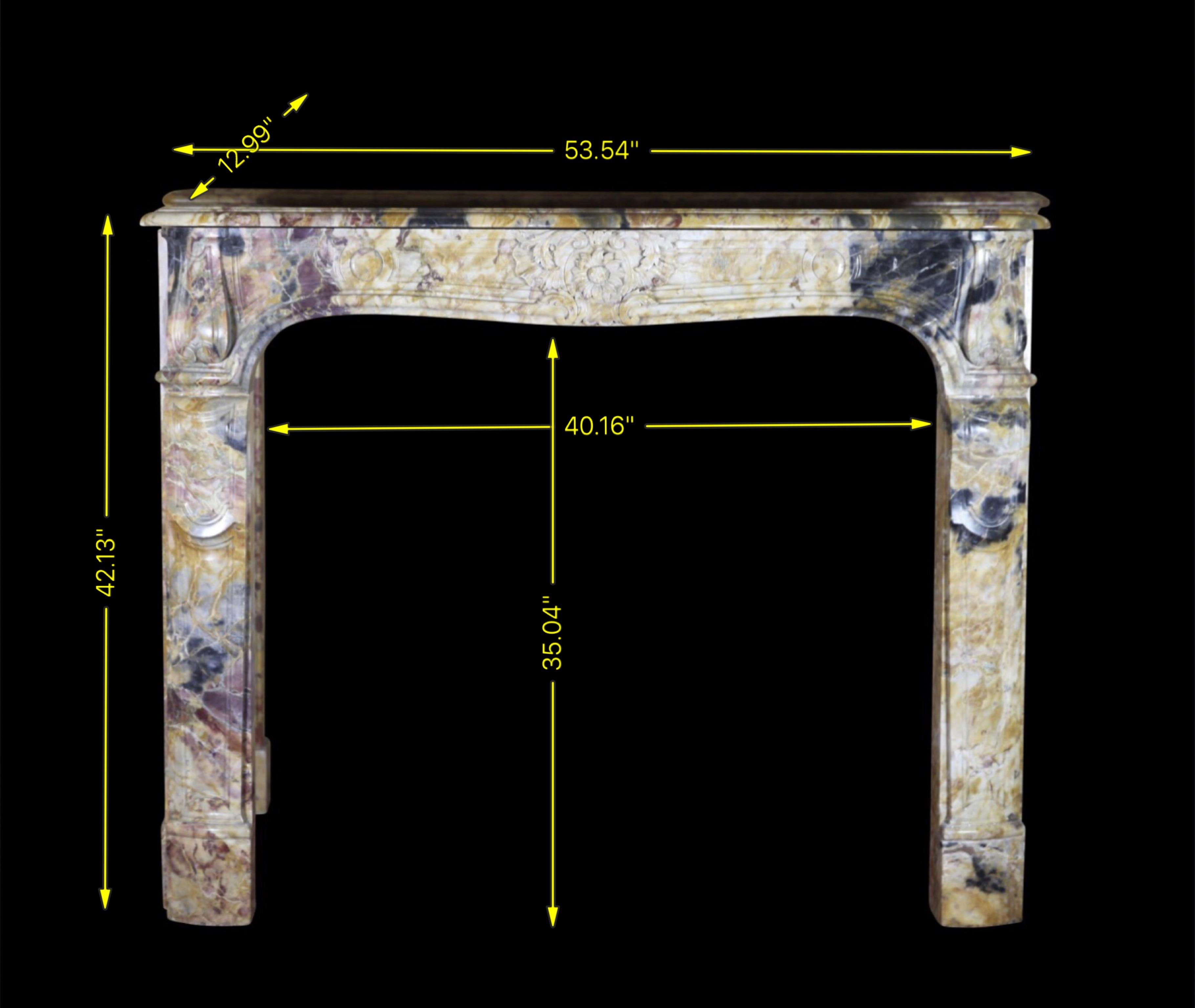 Original Antique Fireplace Mantel in Marble For Sale 4