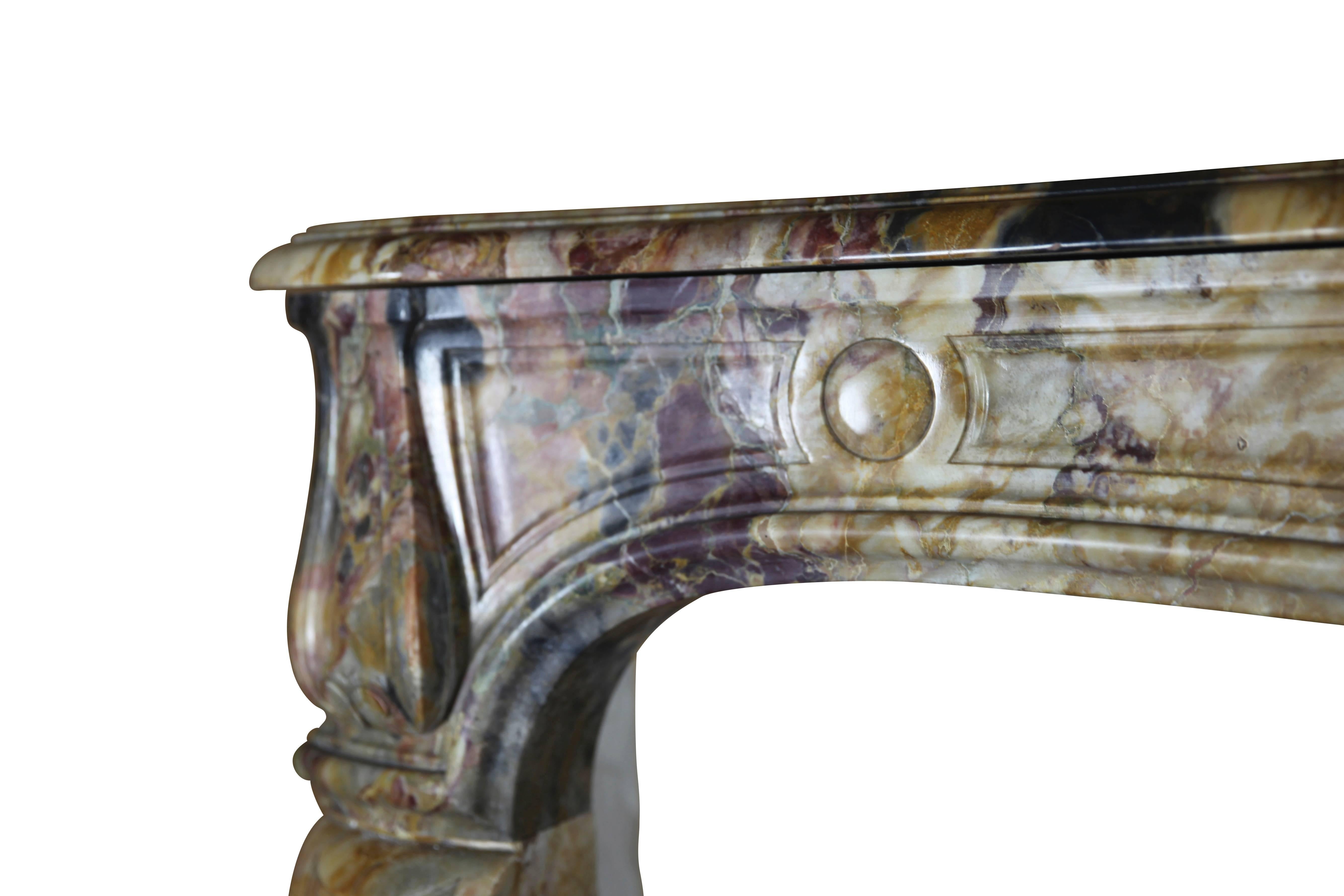 Carved Original Antique Fireplace Mantel in Marble For Sale