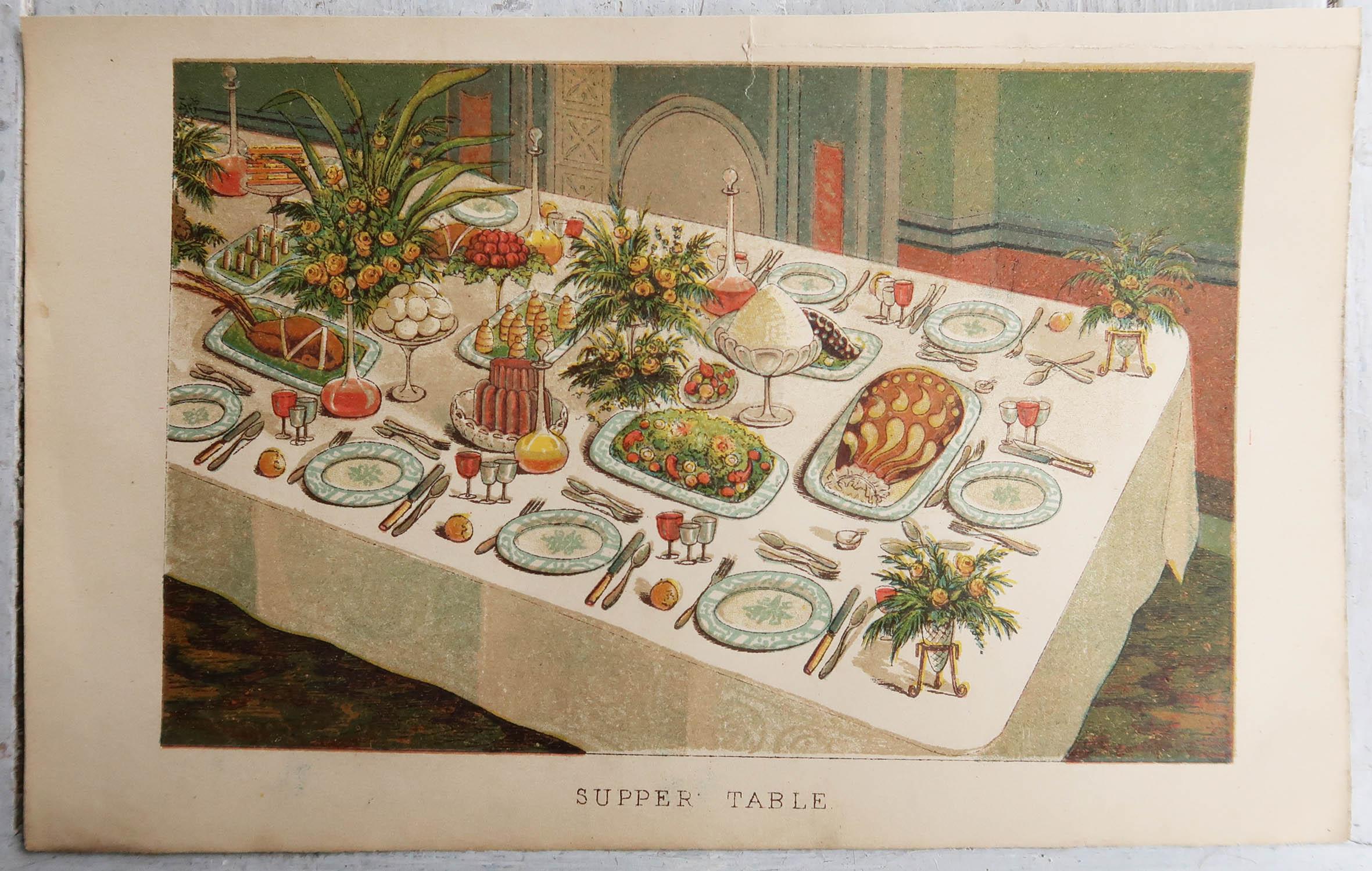 English Original Antique Food Related / Cookery / Dining Print, circa 1890