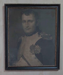 Original Antique Framed Print of Napoleon Bonaparte After David. French C.1800