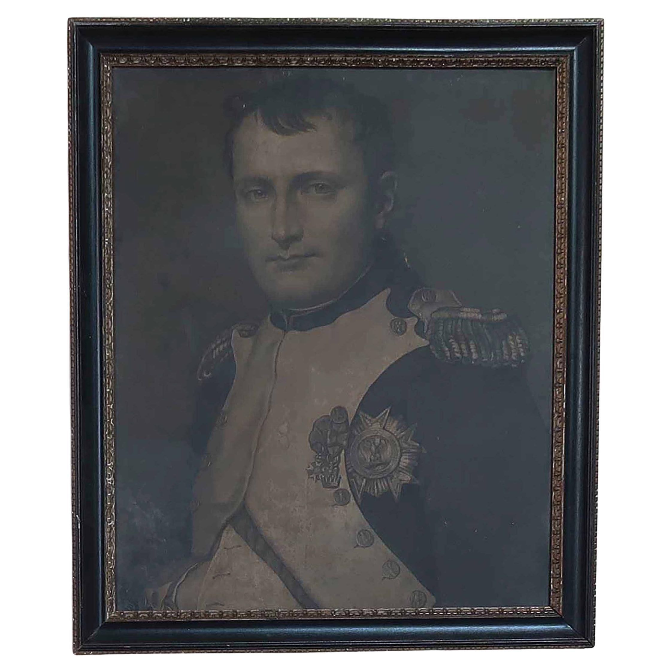 Gravure ancienne originale encadrée de Napoléon Bonaparte d
après David. A.I.C. C.C. en vente