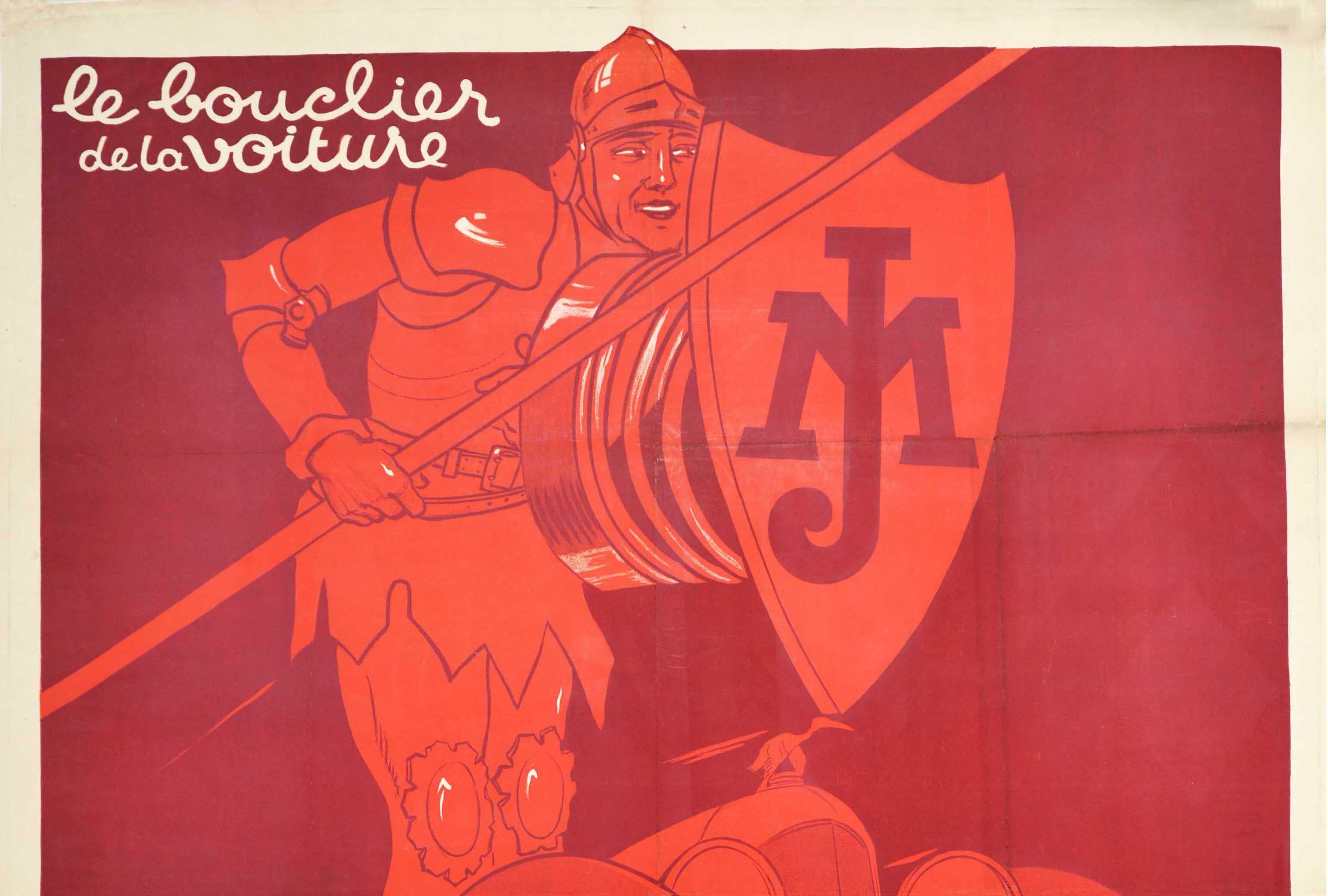 Français Affiche publicitaire française originale et ancienne JM Shock Absorbers (Absorbeurs de bouclette), Art automobile en vente
