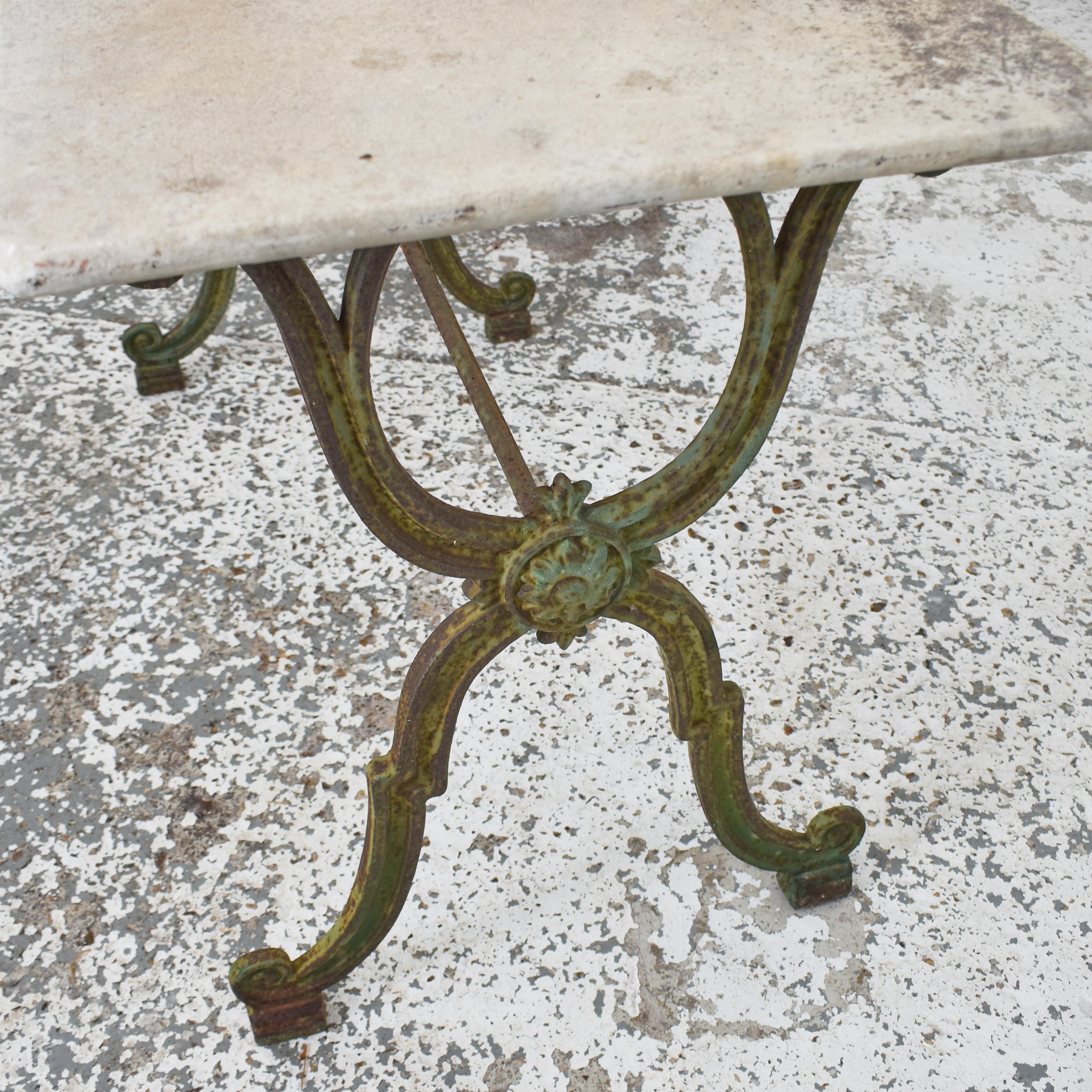 Original Antique French Arras Style Wrought Iron Marble Garden Table 1