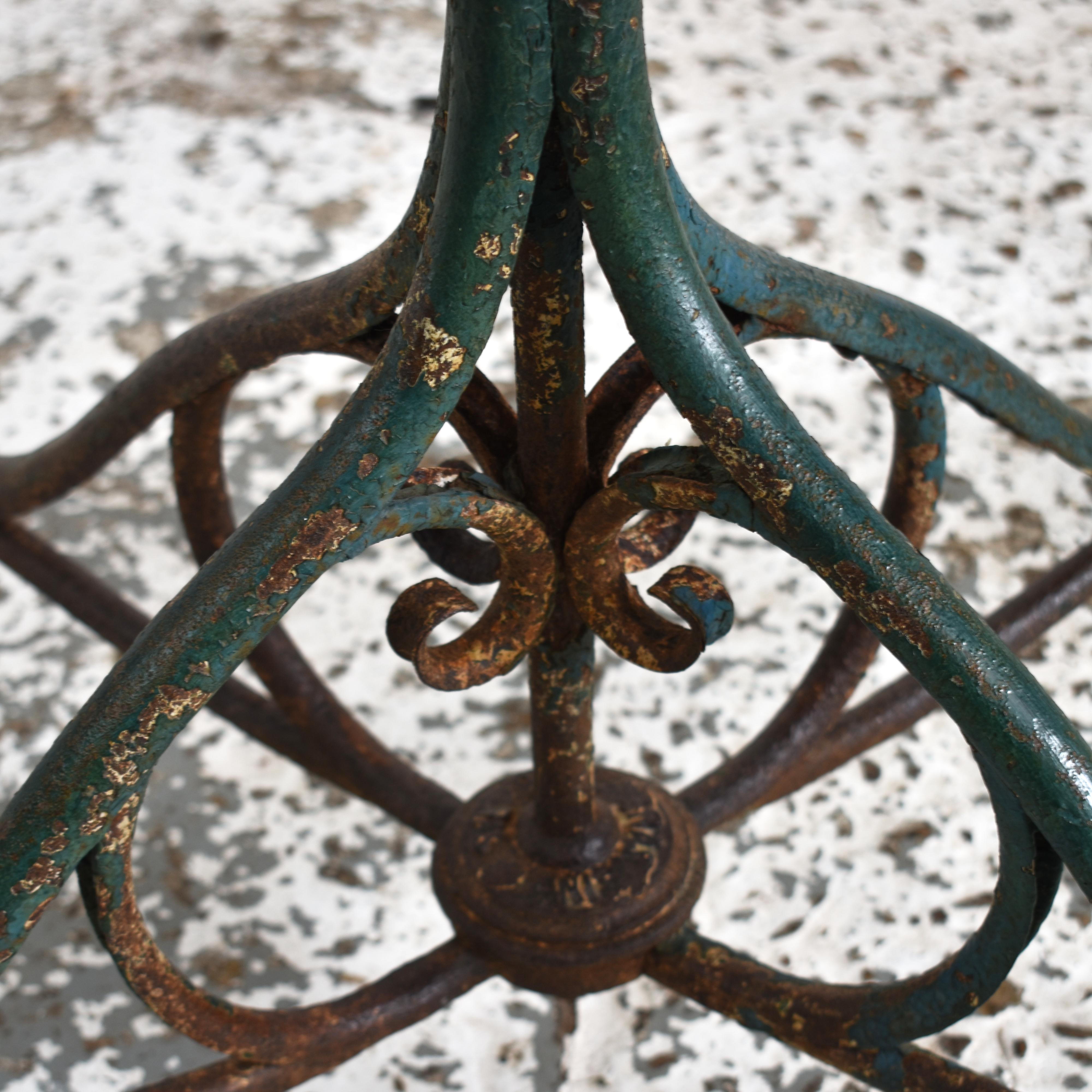19th Century Original Antique French Arras Wrought Iron Garden Table