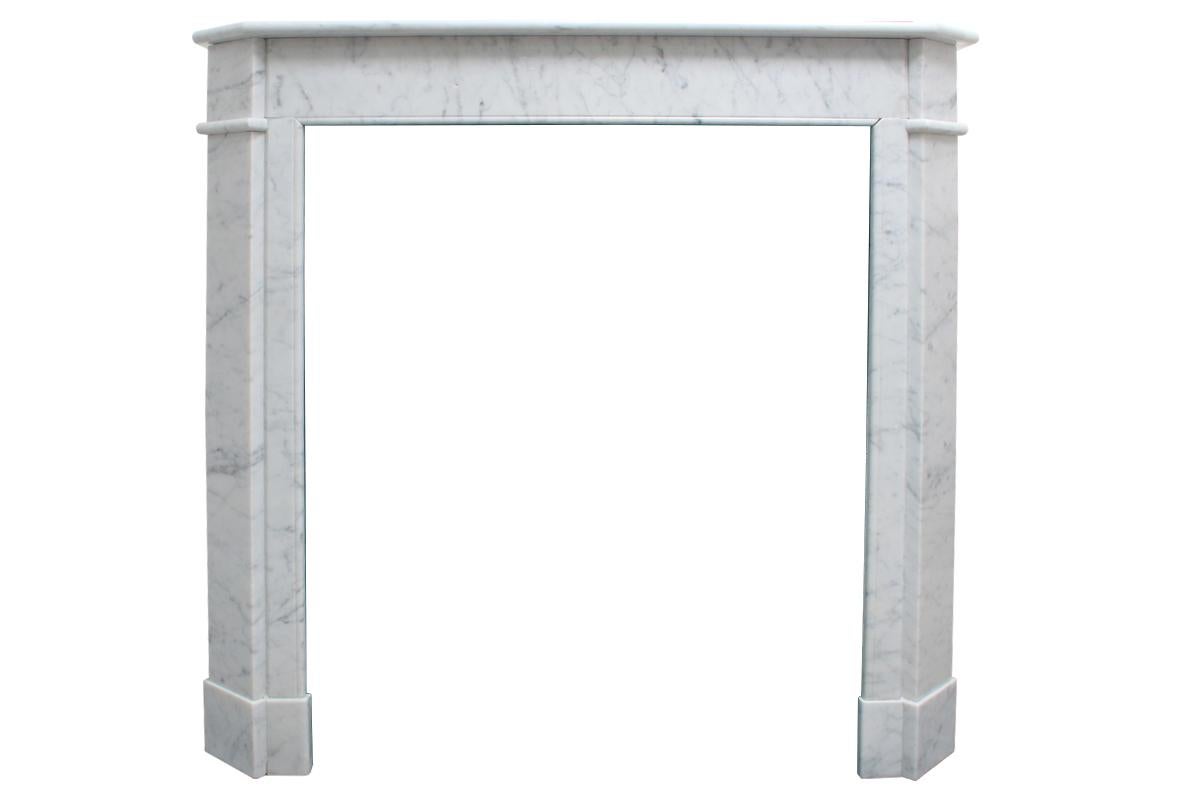 French Provincial Original Antique French Carrara Marble Fireplace Surround