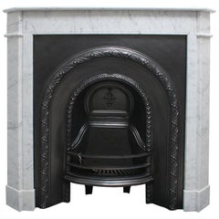 Original Antique French Carrara Marble Fireplace Surround