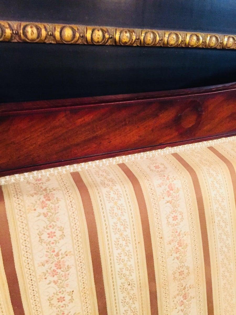 Original Antique French Empire Sofa Mahogany Veneer with Columns For Sale 12