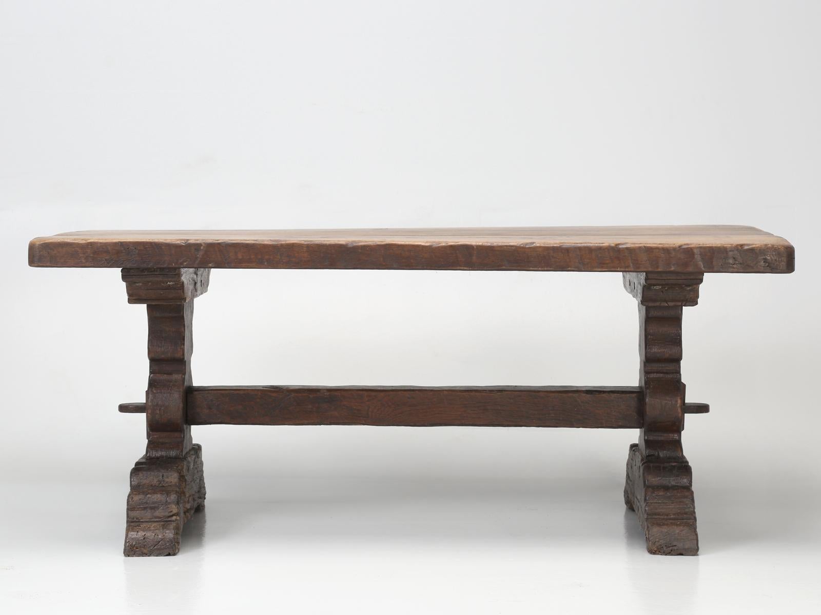 Original Antique French Farm or Trestle Table, circa 200 Years Old, Unrestored 1
