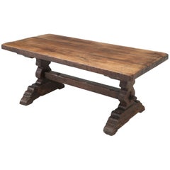 Original Antique French Farm or Trestle Table, circa 200 Years Old, Unrestored