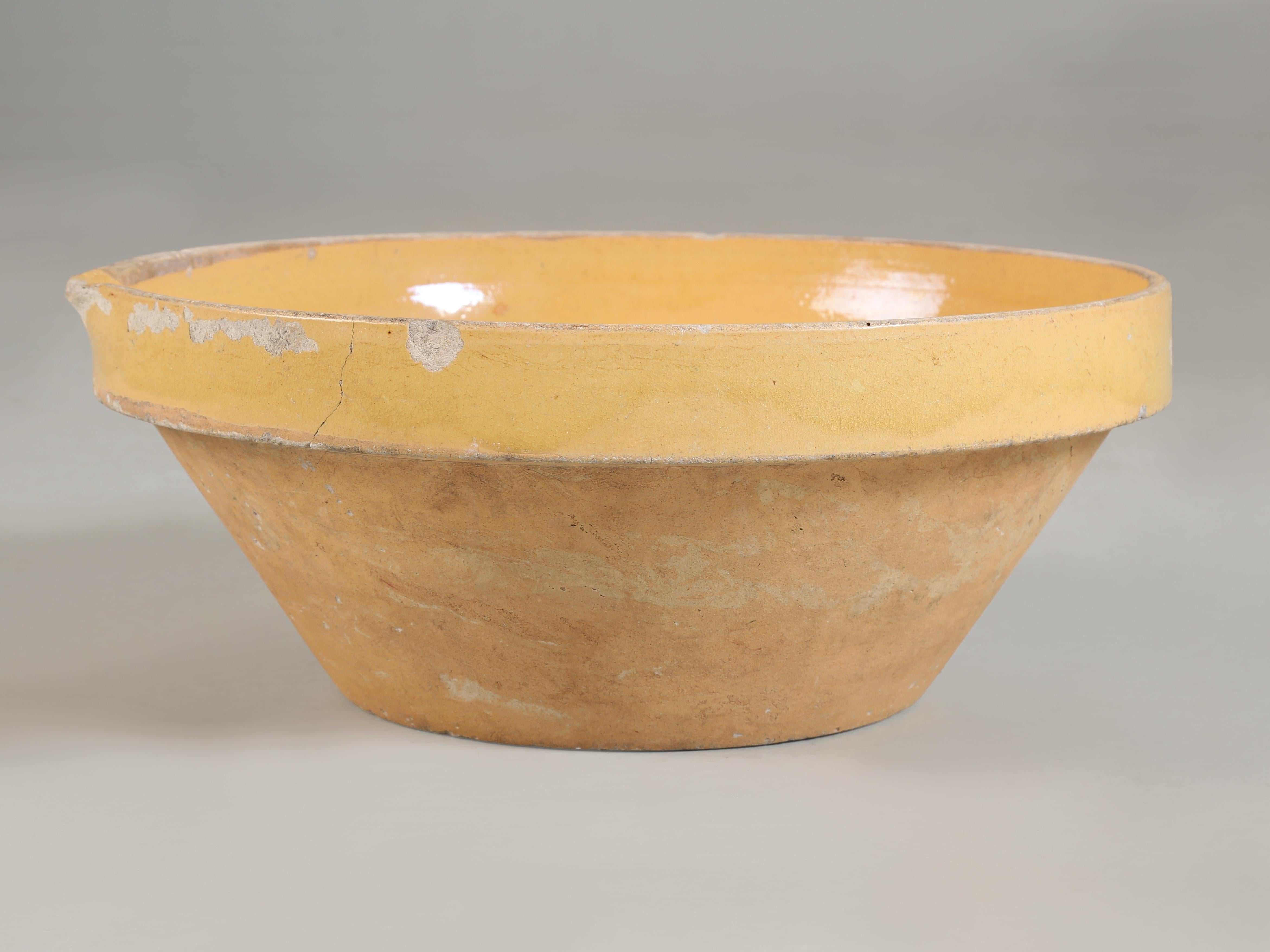 Antiguo cuenco original francés de terracota vidriada Francés en venta