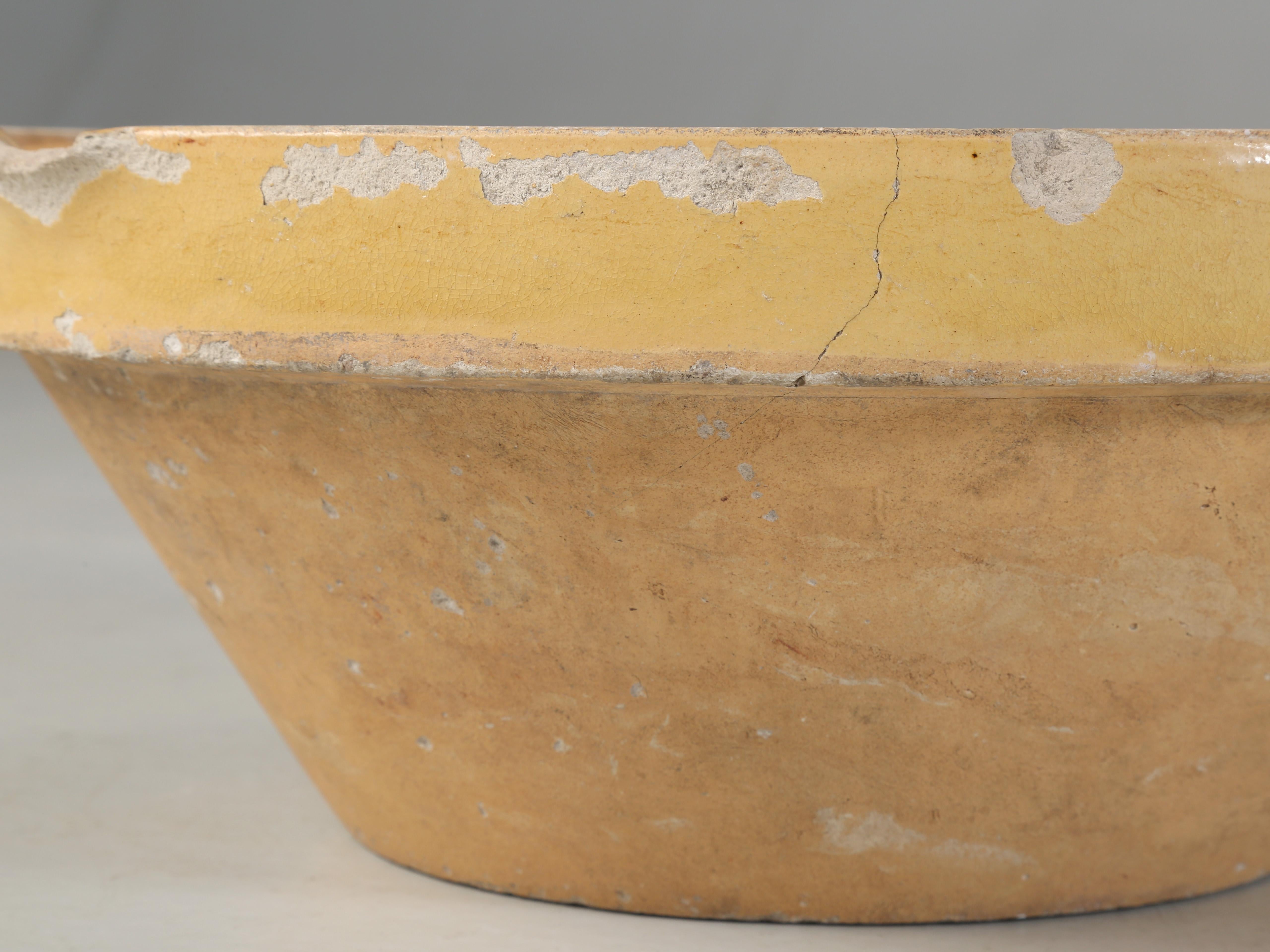 Antiguo cuenco original francés de terracota vidriada Glaseado en venta