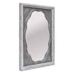 Original Antique French Mirror, Pewter and Silverwood, circa 1950