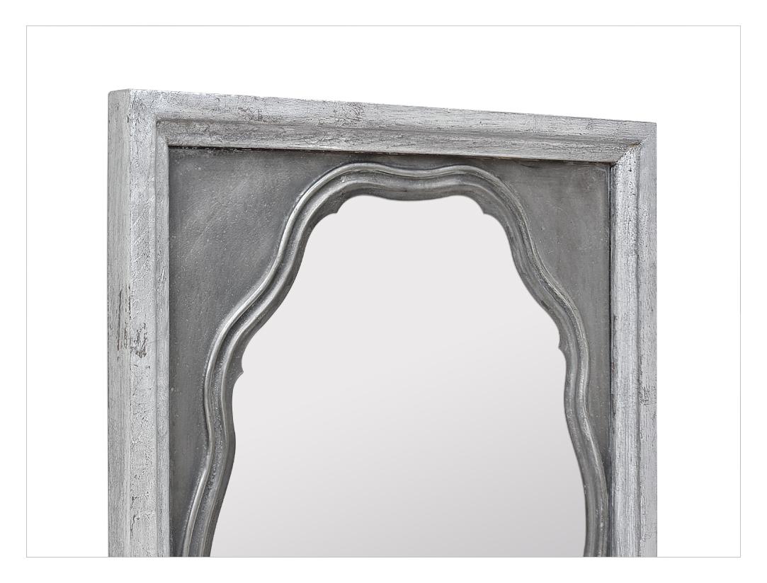 Gilt Original Antique French Mirror, Pewter and Silverwood, circa 1950 For Sale