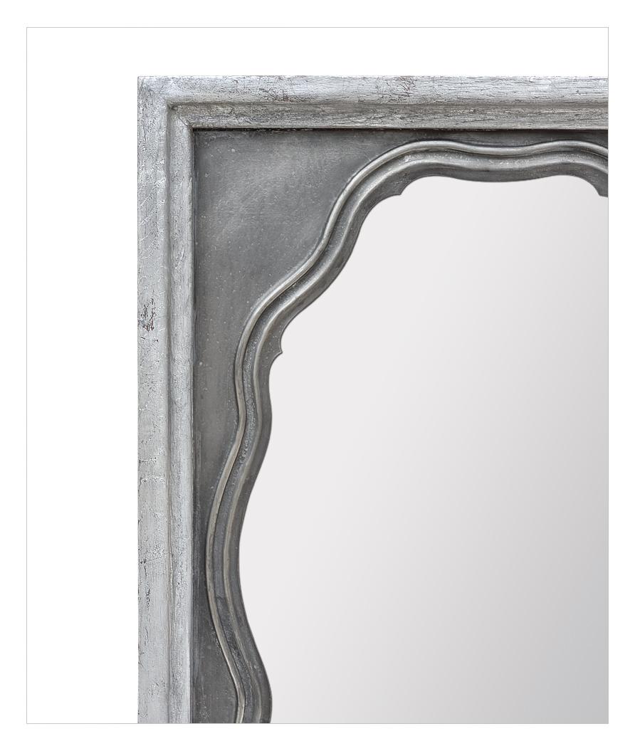 Original Antique French Mirror, Pewter and Silverwood, circa 1950 In Good Condition For Sale In Paris, FR