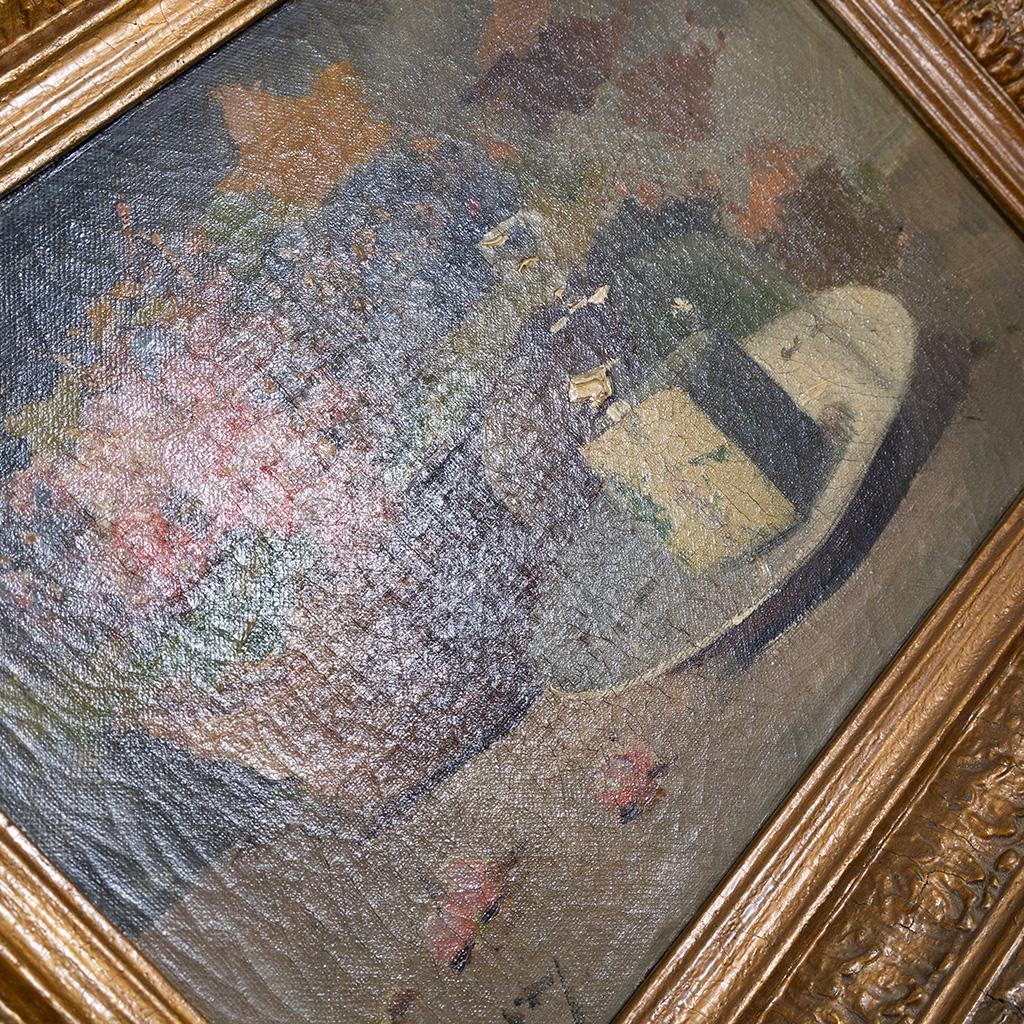 Original Antique French Öl auf Leinwand Stillleben Gemälde von Constantin Le Roux (Französische Provence) im Angebot