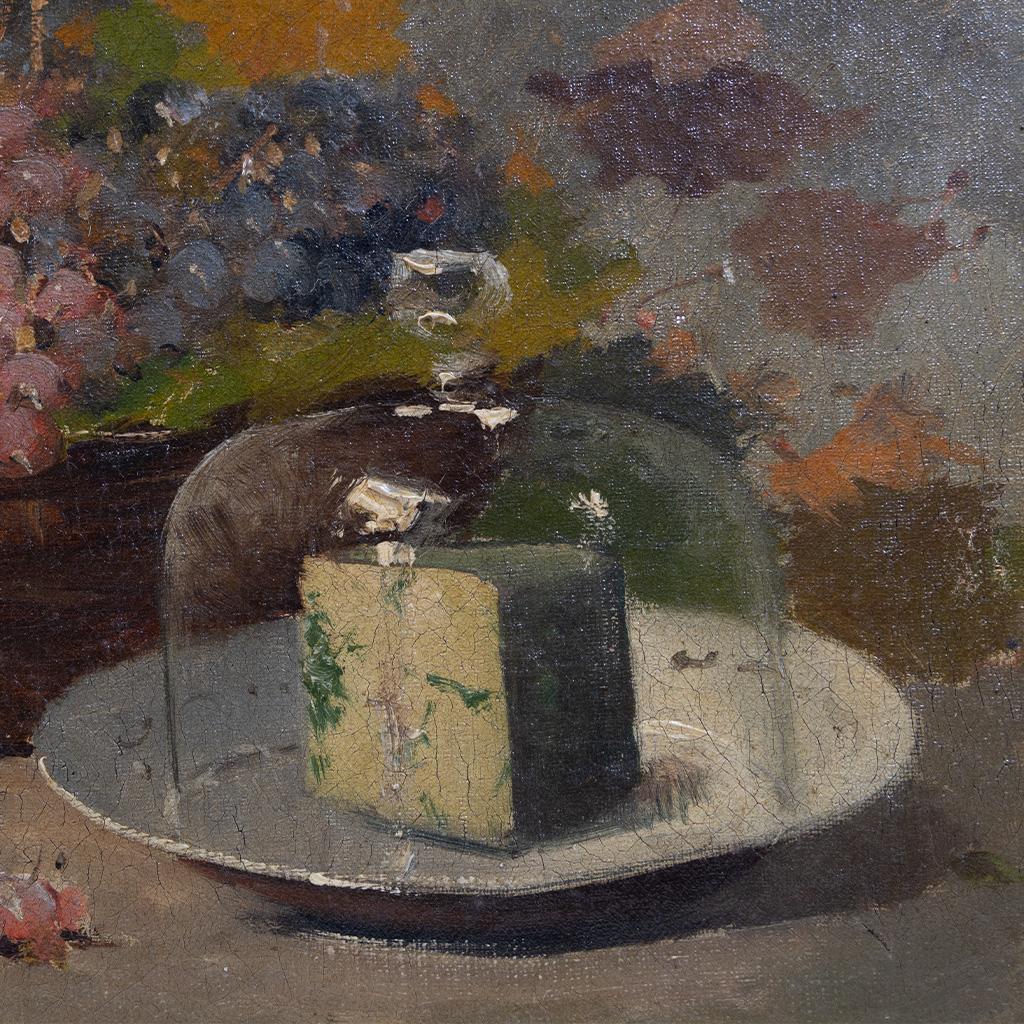 Original Antique French Öl auf Leinwand Stillleben Gemälde von Constantin Le Roux (19. Jahrhundert) im Angebot