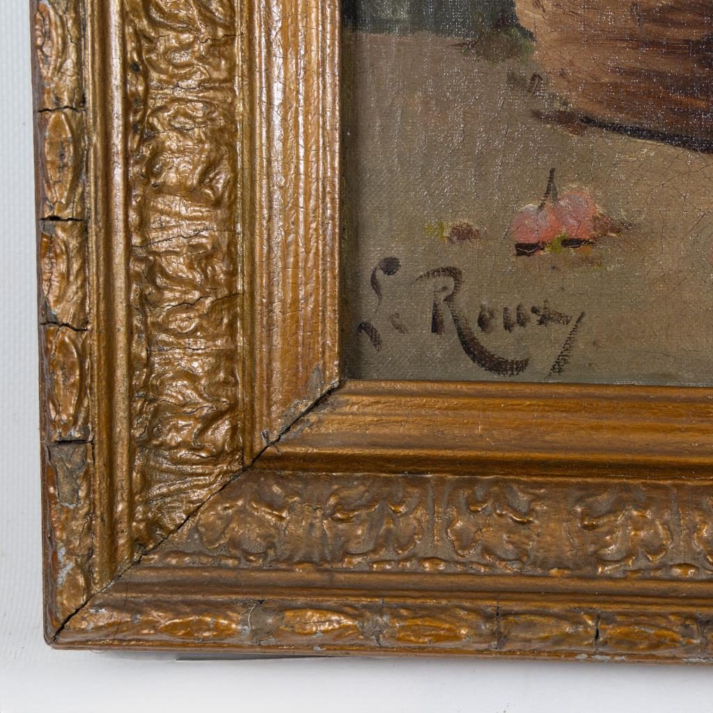 Original Antique French Öl auf Leinwand Stillleben Gemälde von Constantin Le Roux im Angebot 1