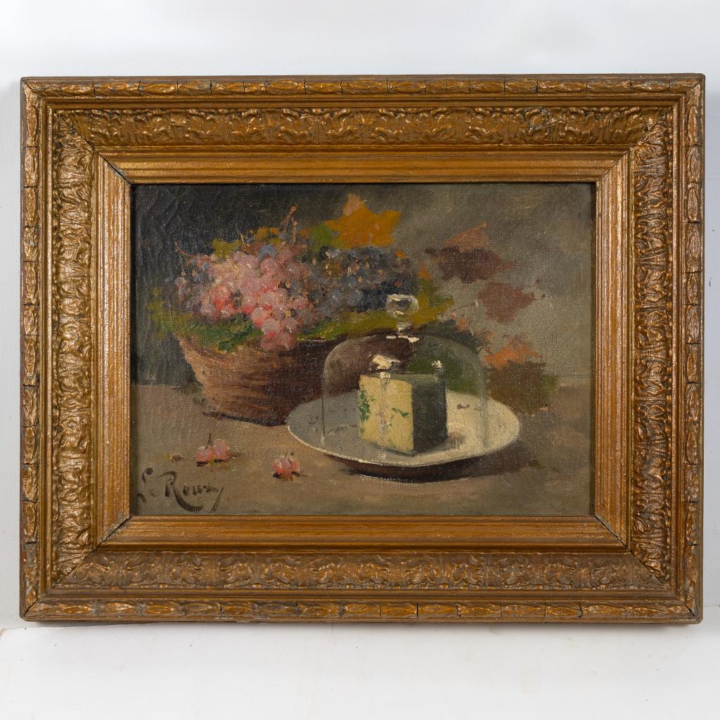 Original Antique French Öl auf Leinwand Stillleben Gemälde von Constantin Le Roux im Angebot 2