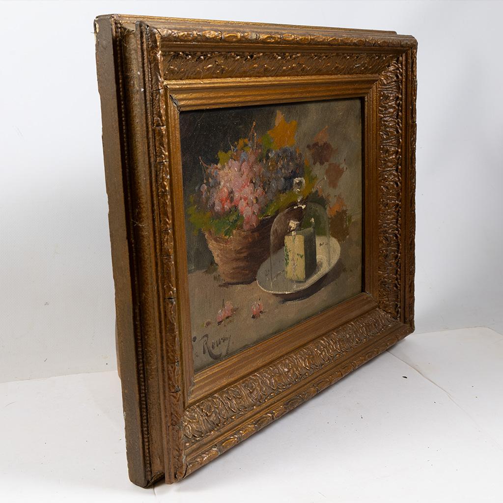 Original Antique French Öl auf Leinwand Stillleben Gemälde von Constantin Le Roux im Angebot 3