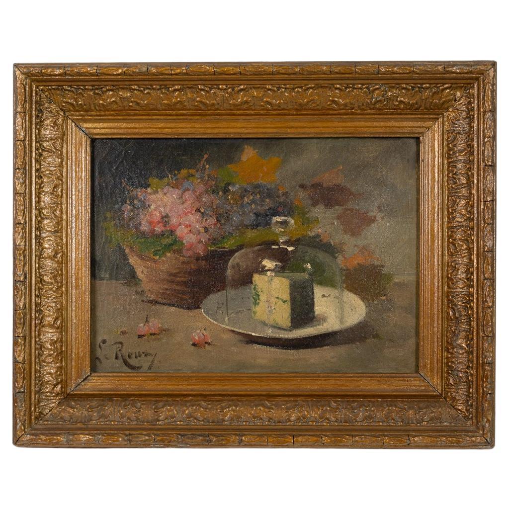 Original Antique French Öl auf Leinwand Stillleben Gemälde von Constantin Le Roux im Angebot