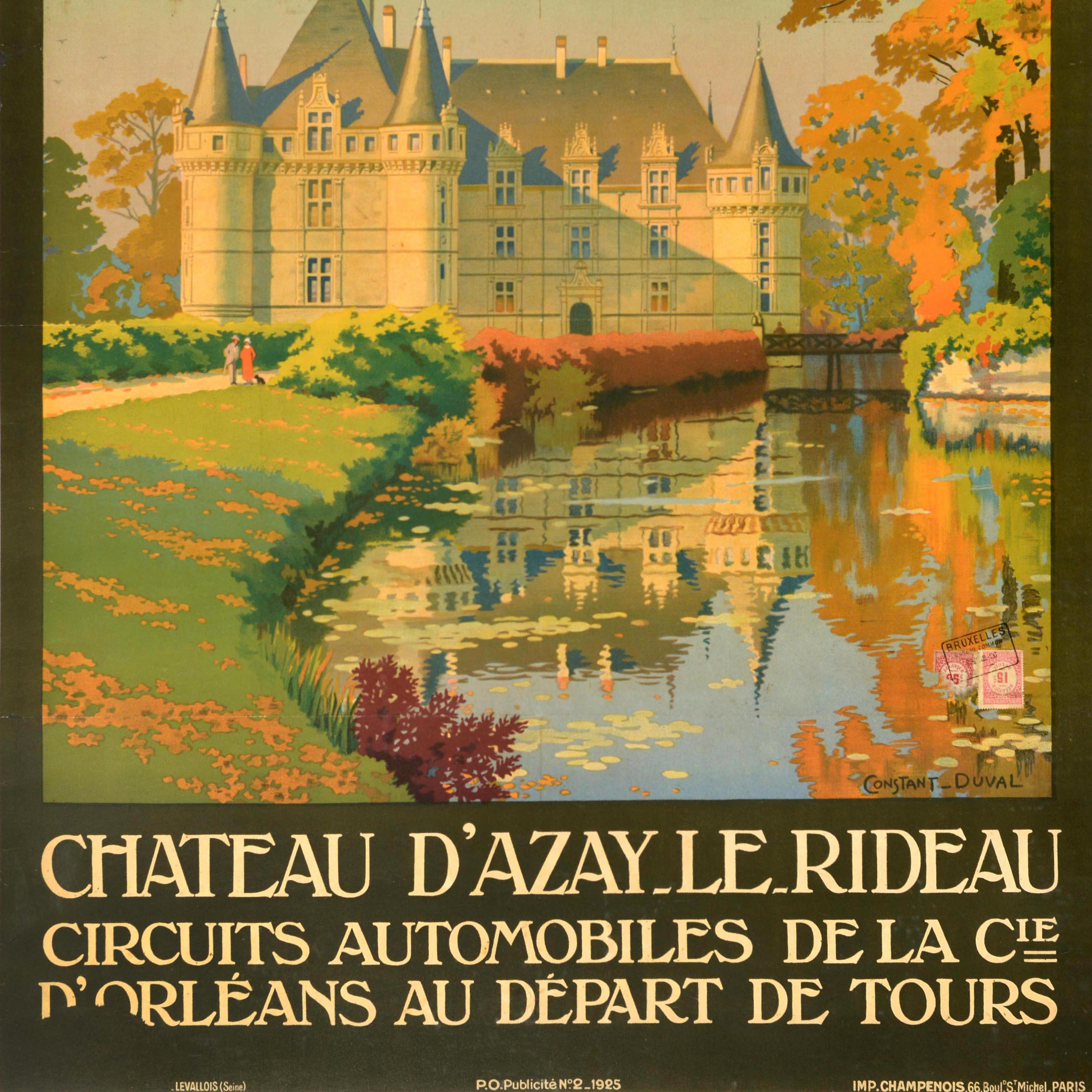 Poster originale d'epoca delle ferrovie francesi Chateau D'Azay Le Rideau Francia In condizioni buone in vendita a London, GB