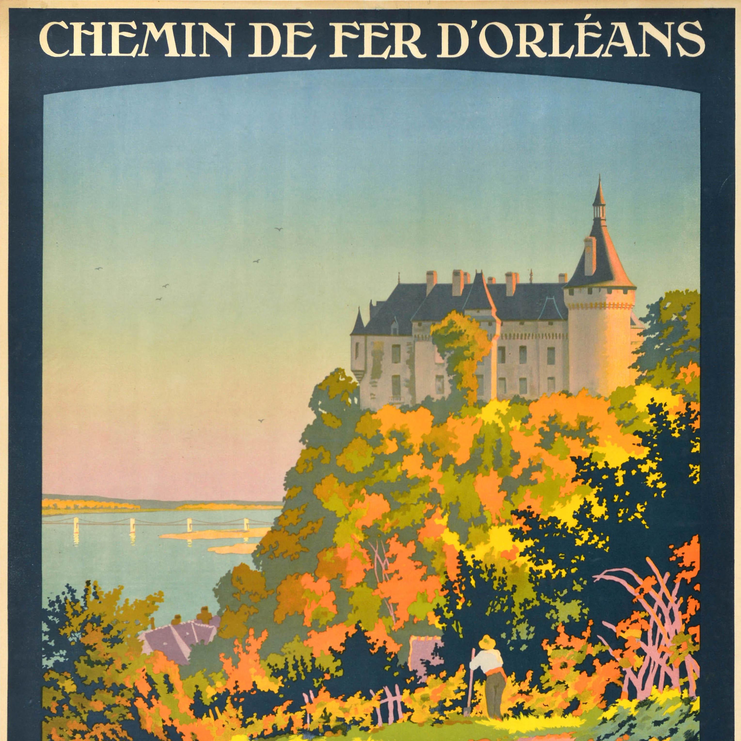 Français Original Antique French Railways Travel Poster Chaumont Loire Valley Castle en vente
