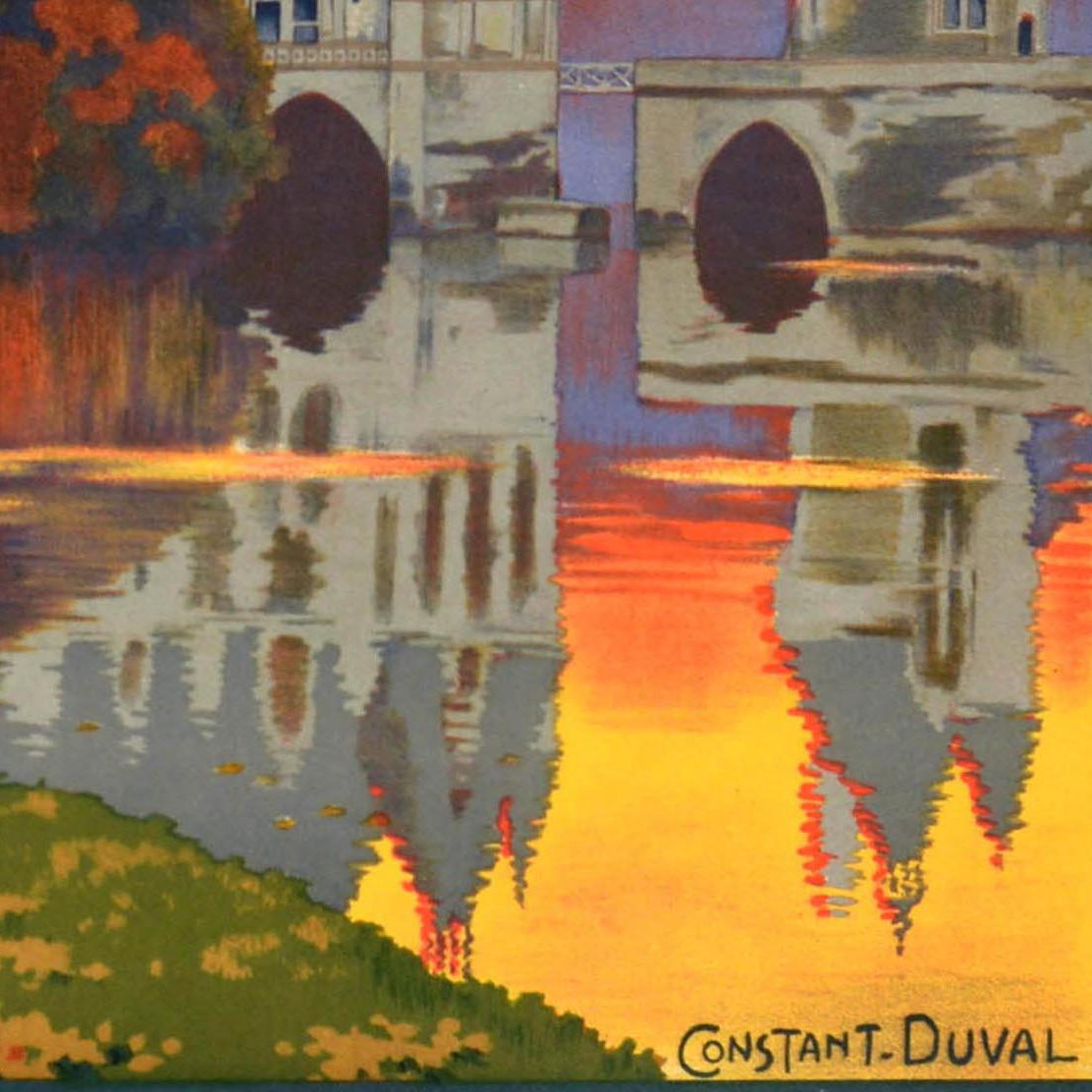 Inizio XX secolo Antique French Railways Travel Poster Chenonceaux Loire Valley, Francia in vendita