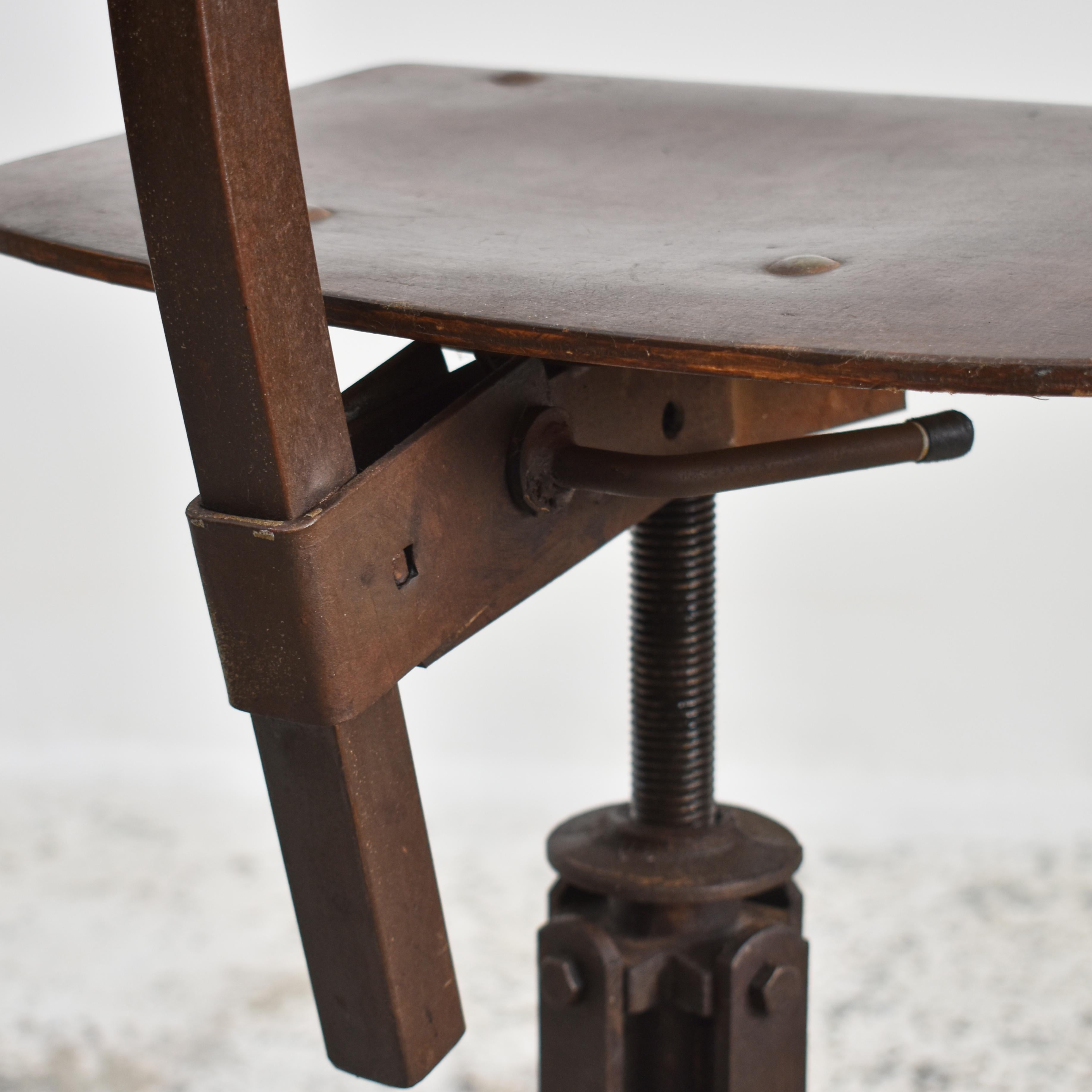 Cast Original Antique French Vintage Bienaise Draughtsman Swivel Chair For Sale