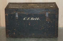 Antico baule da campagna per vapore Cls dell'Esercito e della Marina, completamente timbrato e foderato di zinco