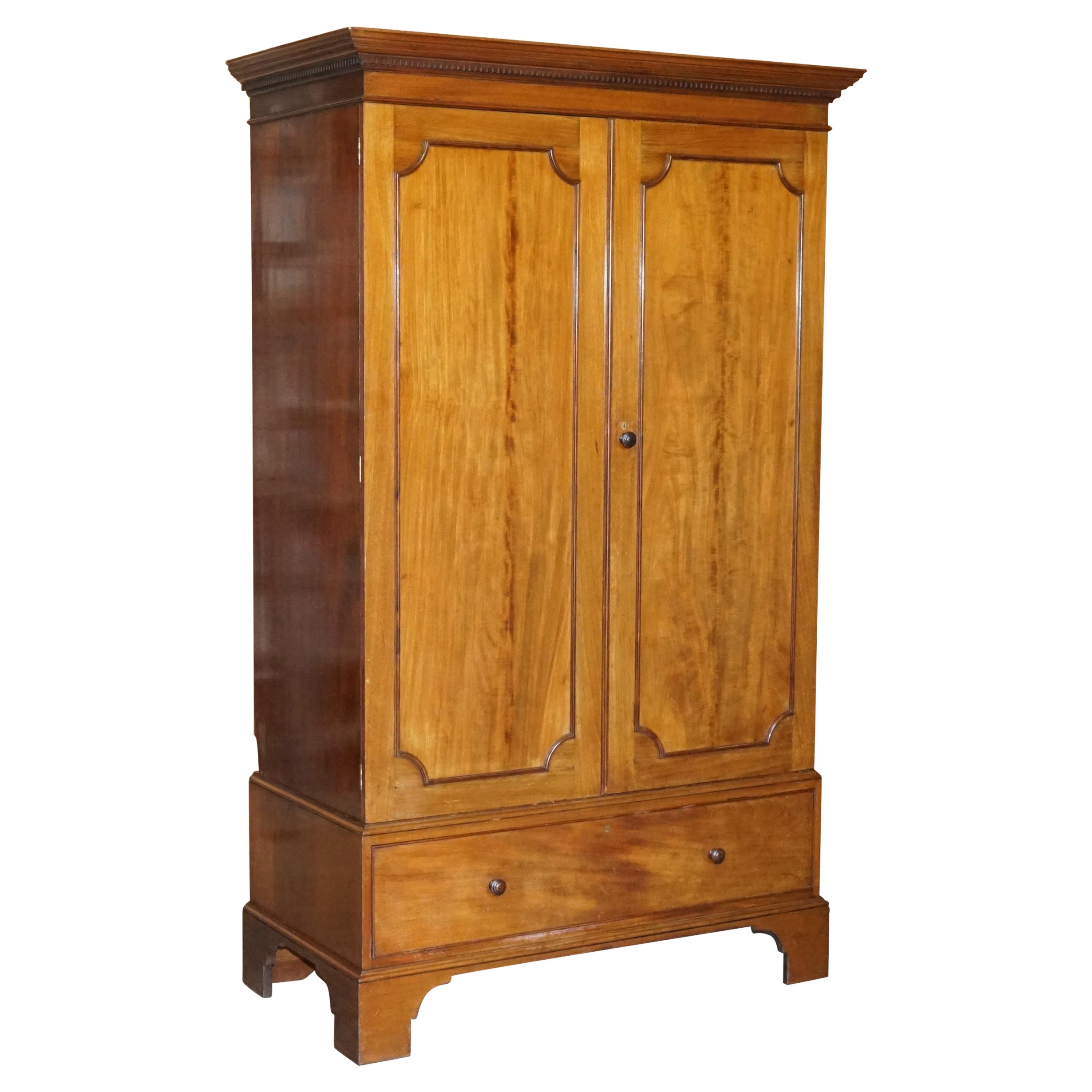 Original Antique Fully Stamped Howard & Son's Berners Street Hardwood Wardrobe