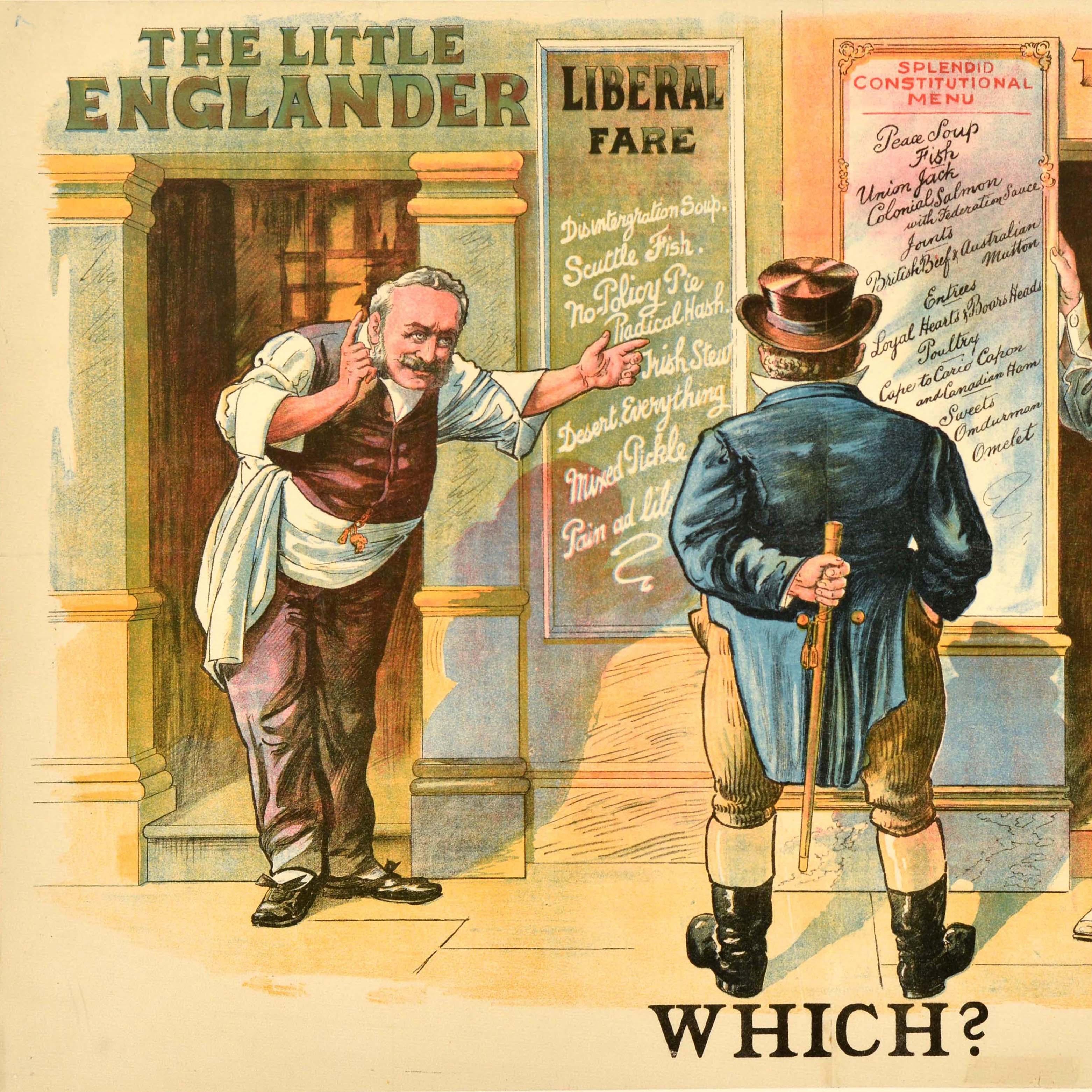 British Original Antique General Election Propaganda Poster Which? Tom Merry 1900 For Sale