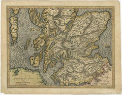 Original Antique Hand-Colored Map of Southern Scotland, ca.1600