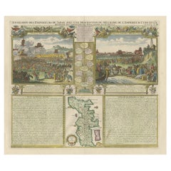 Original Antique Hand-Colored Map of the Succession of Japanese Emperors, 1732