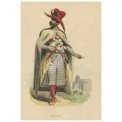 Antiker, handkolorierter Druck eines arabischen Adligen, 1843